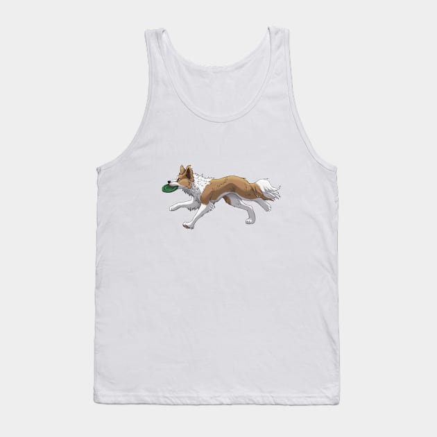 Running Golden Border Collie with Frisbee Tank Top by Bamsdrawz